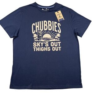 Chubbies Shirt Mens XL Navy Sky's Out Thighs Out Graphic Tee No Brainer Weekend